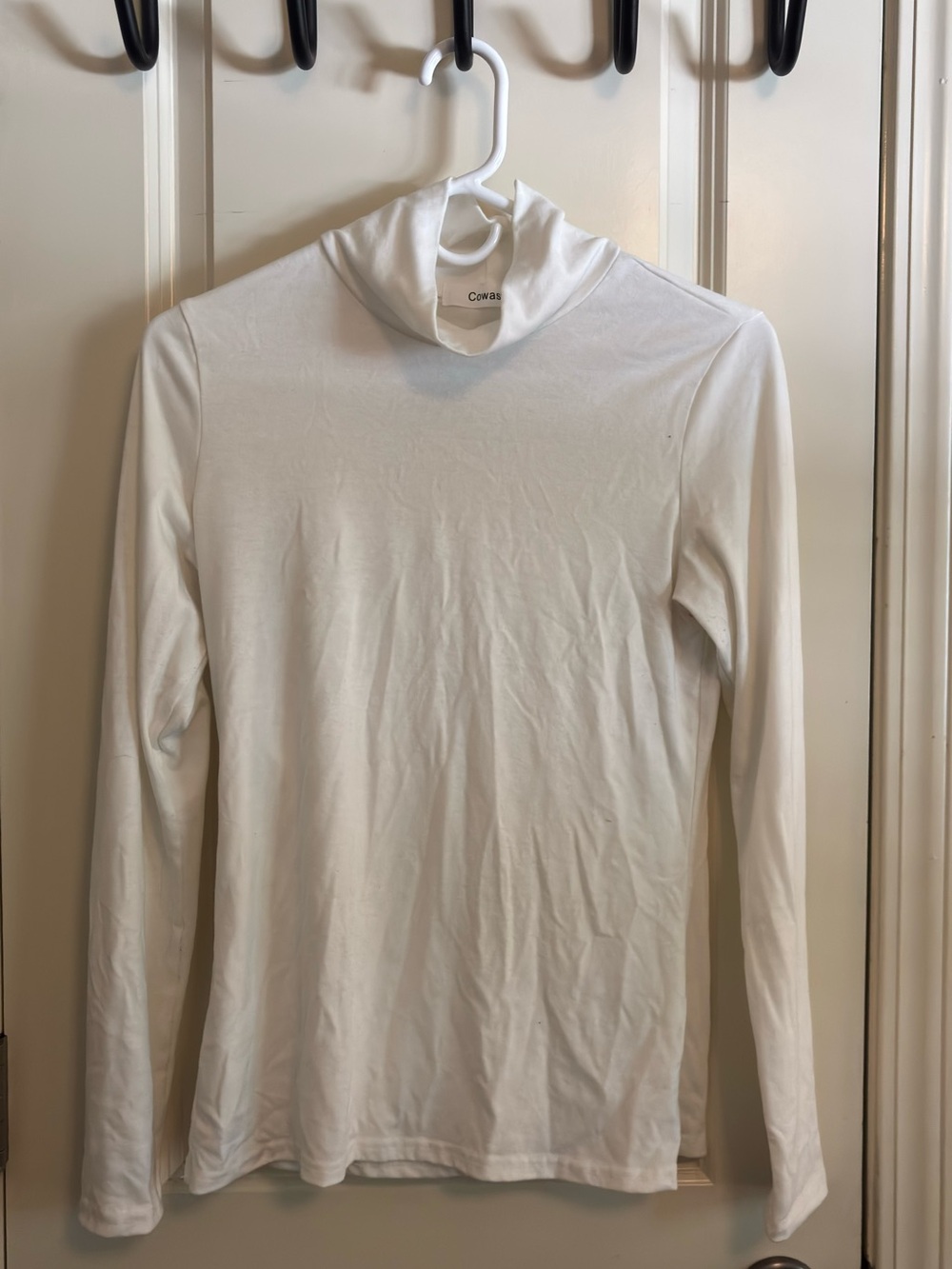 White Long Sleeve Turtleneck Top